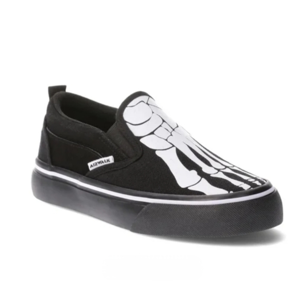 Airwalk Kids Skeleton Slip-On Sneakers - Black & White